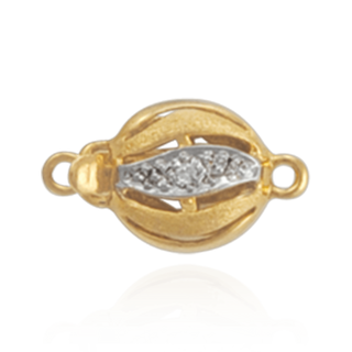 Bead Pearl Clasps with Diamond Swirl Design (9 mm)