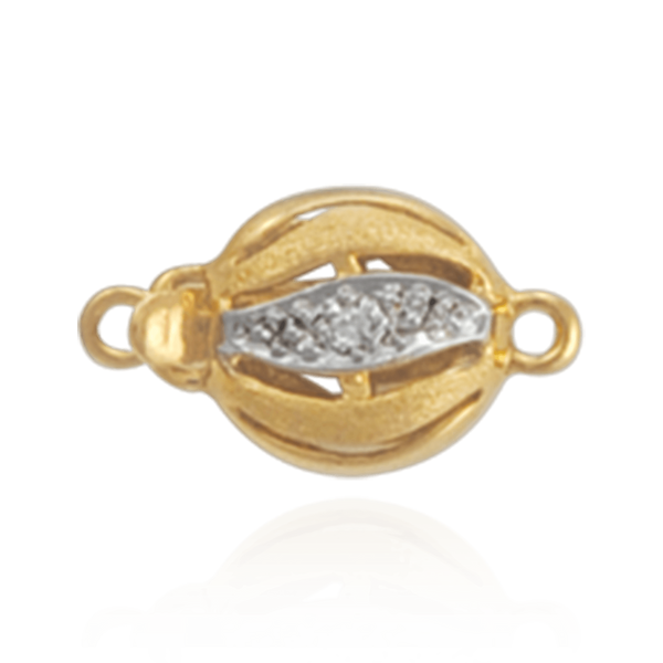 Bead Pearl Clasps with Diamond Swirl Design (9 mm)