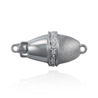 Oval Bead Pearl Clasps with Diamonds (20 mm)