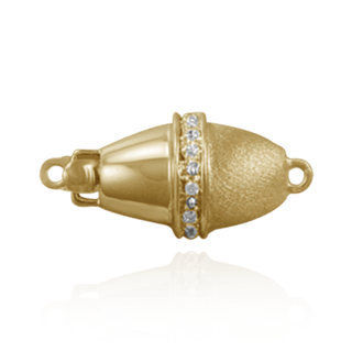 Oval Bead Pearl Clasps with Diamonds (20 mm)