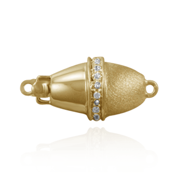 Oval Bead Pearl Clasps with Diamonds (20 mm)