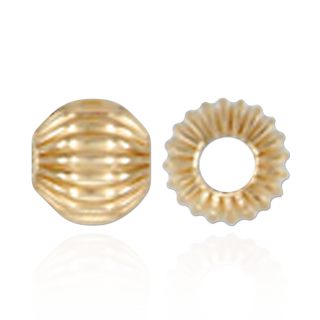 Straight Corrugated Round Beads in Gold Filled (4 mm - 7 mm)
