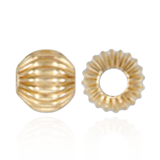 Straight Corrugated Round Beads in 14K Yellow Gold (4 mm - 7 mm)