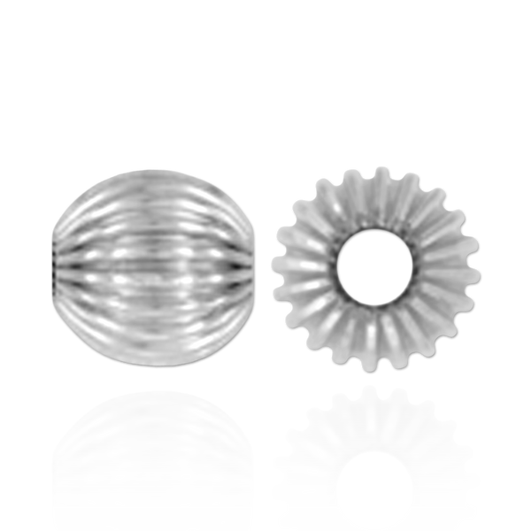 Straight Corrugated Round Beads in Sterling Silver (4 mm - 7 mm)