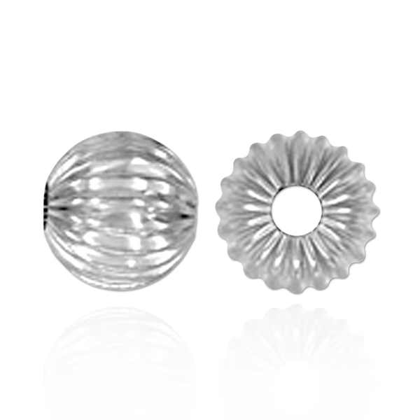 Straight Corrugated Round Beads in Sterling Silver (4 mm - 7 mm)