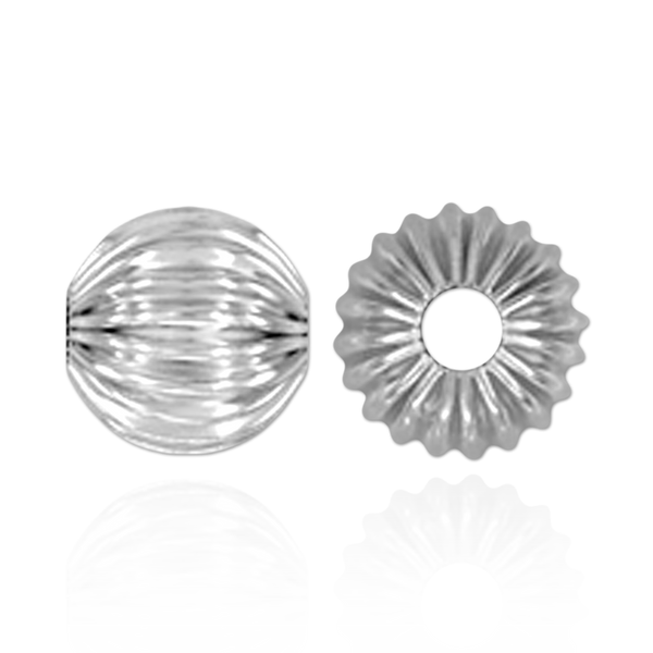 Straight Corrugated Round Beads in Sterling Silver (4 mm - 7 mm)