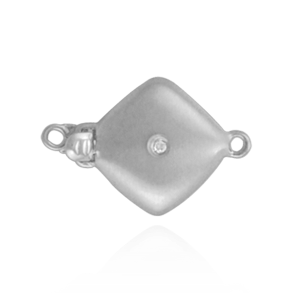Square Bead Pearl Clasps with Diamonds in Center (12 mm)