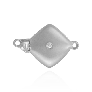 Square Bead Pearl Clasps with Diamonds in Center (12 mm)