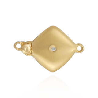 Square Bead Pearl Clasps with Diamonds in Center (12 mm)