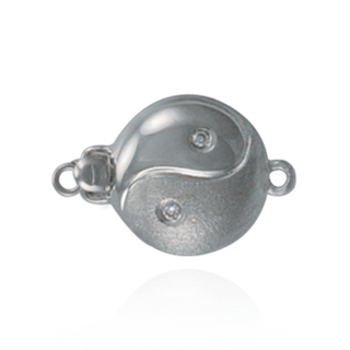 Bead Pearl Clasps with Diamond Yin-Yang (11.5 mm flat)