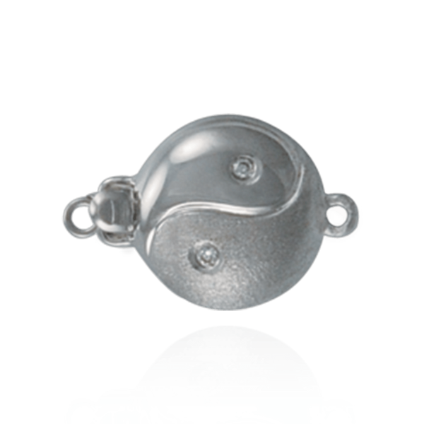 Bead Pearl Clasps with Diamond Yin-Yang (11.5 mm flat)