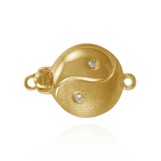 Bead Pearl Clasps with Diamond Yin-Yang (11.5 mm flat)