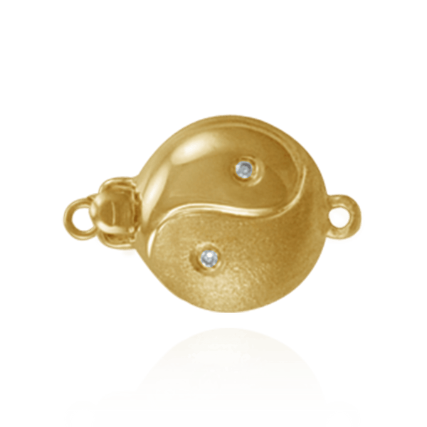 Bead Pearl Clasps with Diamond Yin-Yang (11.5 mm flat)