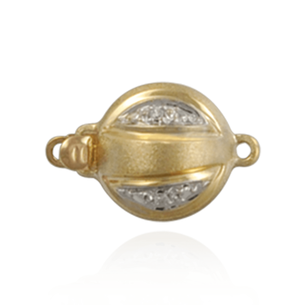 Bead Pearl Clasps with Diamond Accents (10 mm-12 mm)