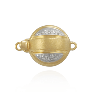 Bead Pearl Clasps with Diamond Accents (10 mm-12 mm)