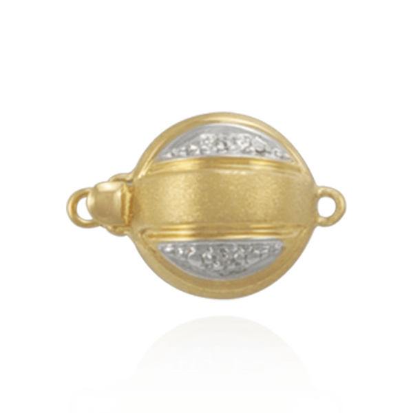 Bead Pearl Clasps with Diamond Accents (10 mm-12 mm)