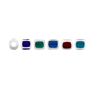 Enamel Beads in Sterling Silver in Sterling Silver (4.7 x 5.7 mm)