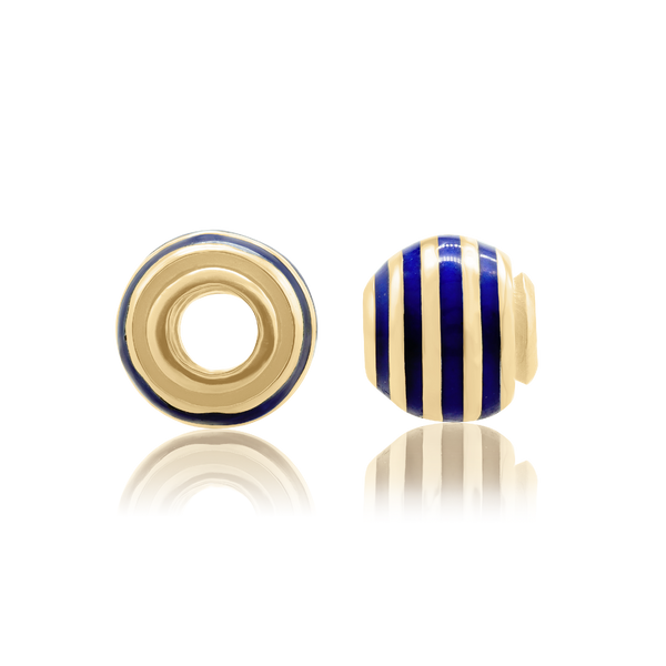 Striped Enamel Beads in Sterling Silver (9.4 x 8.6 mm)