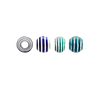 Striped Enamel Beads in Sterling Silver (9.4 x 8.6 mm)