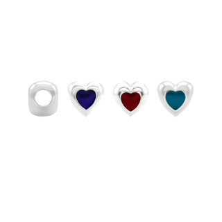 Single Heart Enamel Beads in Sterling Silver (9.3 x 9.3 mm)