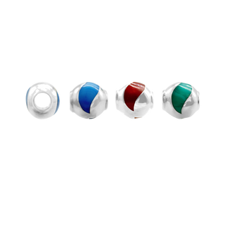 Single Swirl Enamel Beads in Sterling Silver (9.5 x 9.5 mm)