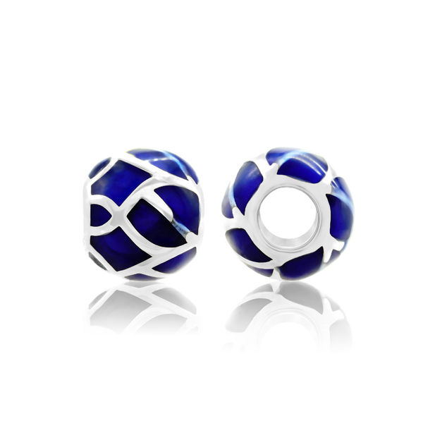 Swirl Enamel Beads in Sterling Silver (9.2 x 8.4 mm)