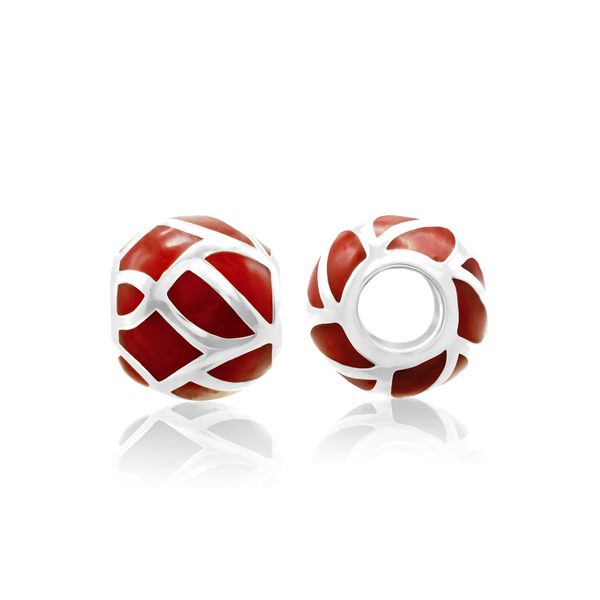 Swirl Enamel Beads in Sterling Silver (9.2 x 8.4 mm)