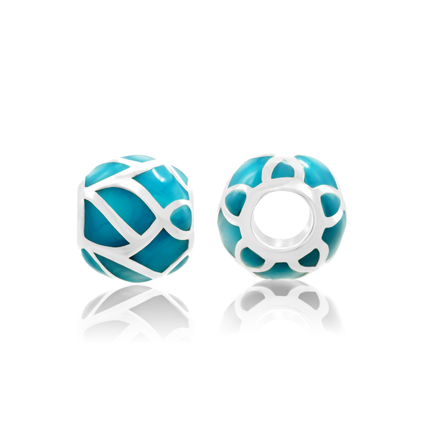 Swirl Enamel Beads in Sterling Silver (9.2 x 8.4 mm)