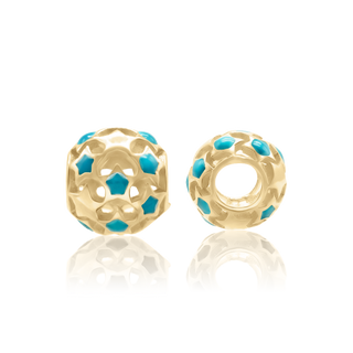 Stars Enamel Beads in 14K Yellow Gold (9.0 x 8.6 mm)