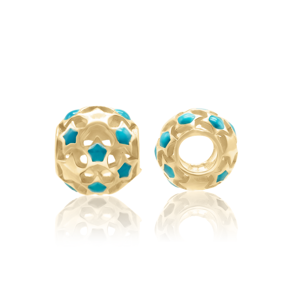 Stars Enamel Beads in 14K Yellow Gold (9.0 x 8.6 mm)