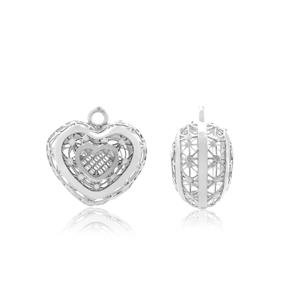 Heart Spacers with Ring in Sterling Silver (11.8 x 11.8 mm)