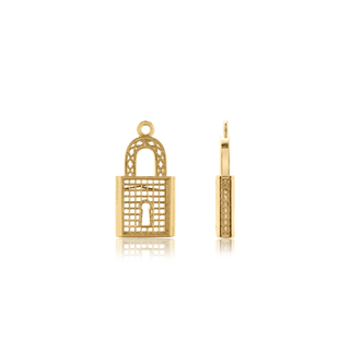 Lock Spacers with Ring in Sterling Silver 18K Yellow Gold Finish (18.8 x 9.6 mm)