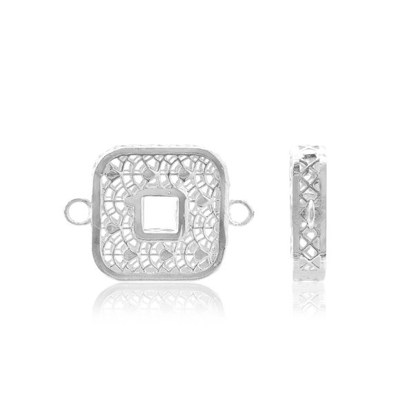 Square Spacers with Rings in Sterling Silver (11.2 x 16.0 mm)