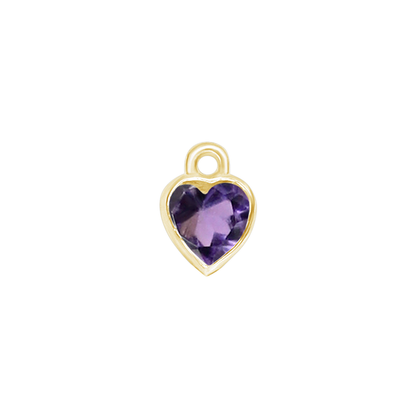 Diamond or Gemstone Heart Bezel Drop Charm in 14K Yellow Gold