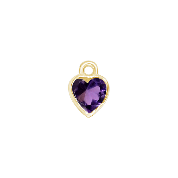 Diamond or Gemstone Heart Bezel Drop Charm in 14K Yellow Gold