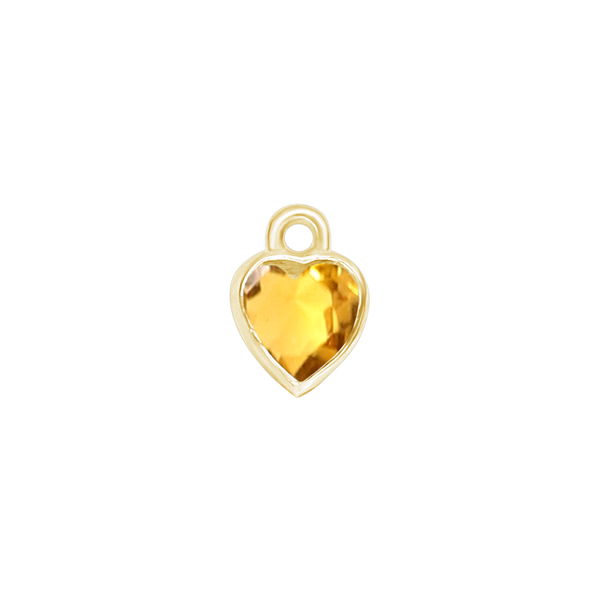 Diamond or Gemstone Heart Bezel Drop Charm in 14K Yellow Gold