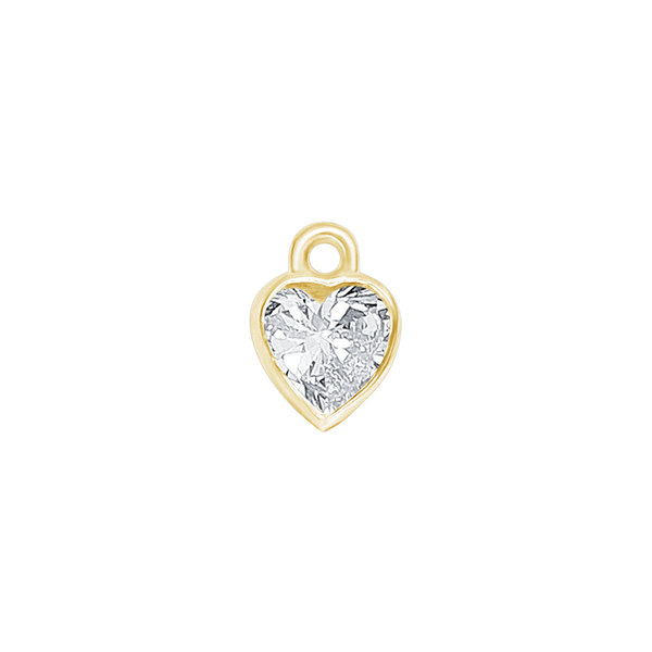 Diamond or Gemstone Heart Bezel Drop Charm in 14K Yellow Gold