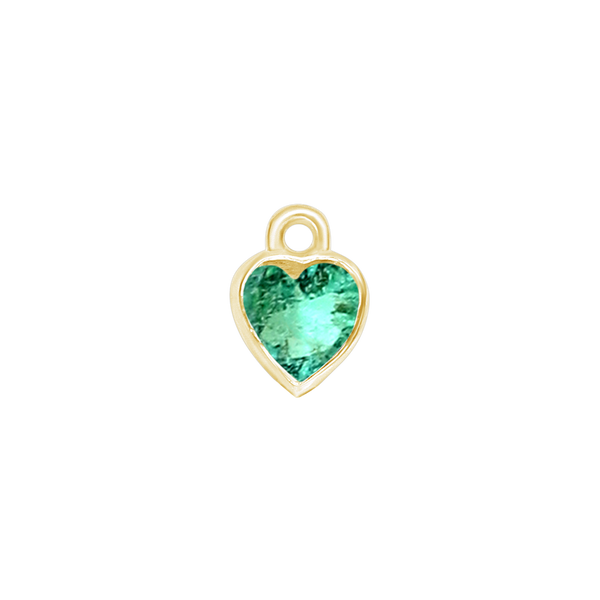 Diamond or Gemstone Heart Bezel Drop Charm in 14K Yellow Gold