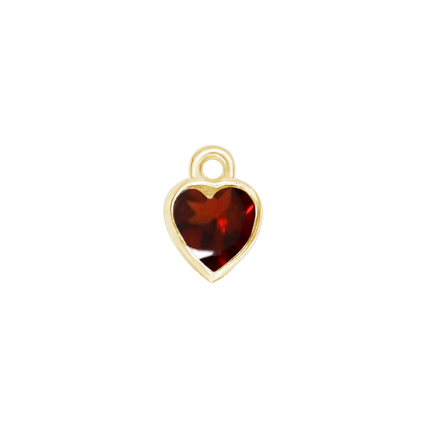 Diamond or Gemstone Heart Bezel Drop Charm in 14K Yellow Gold