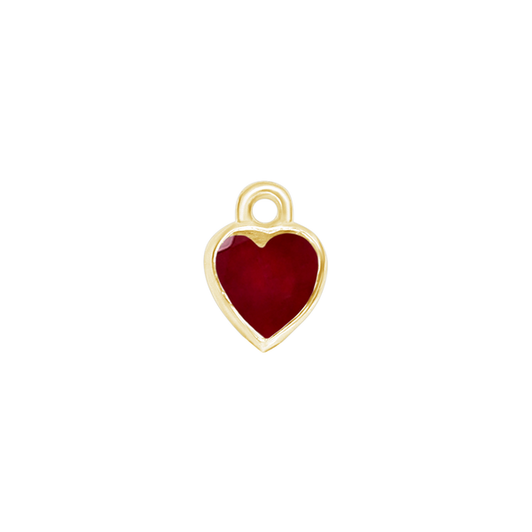 Diamond or Gemstone Heart Bezel Drop Charm in 14K Yellow Gold