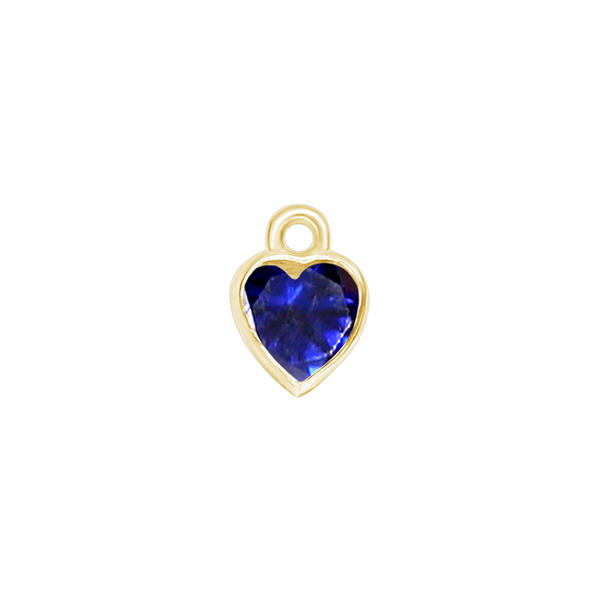 Diamond or Gemstone Heart Bezel Drop Charm in 14K Yellow Gold