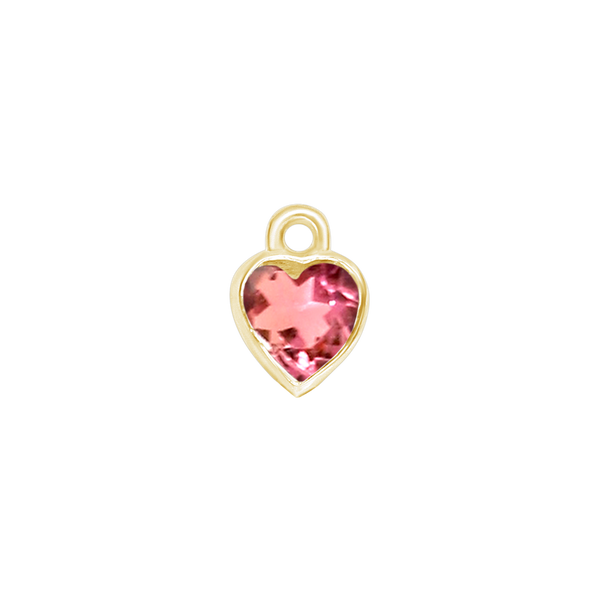 Diamond or Gemstone Heart Bezel Drop Charm in 14K Yellow Gold