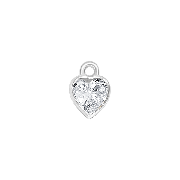 Diamond or Gemstone Heart Bezel Drop Charm in 14K White Gold