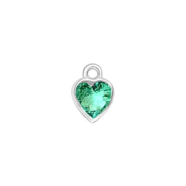 Diamond or Gemstone Heart Bezel Drop Charm in 14K White Gold