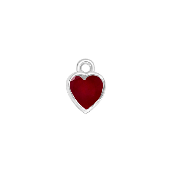 Diamond or Gemstone Heart Bezel Drop Charm in 14K White Gold