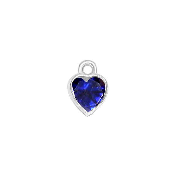 Diamond or Gemstone Heart Bezel Drop Charm in 14K White Gold