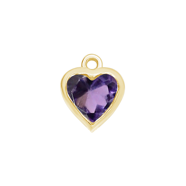 Diamond or Gemstone Heart Bezel Drop Charm in 14K Yellow Gold