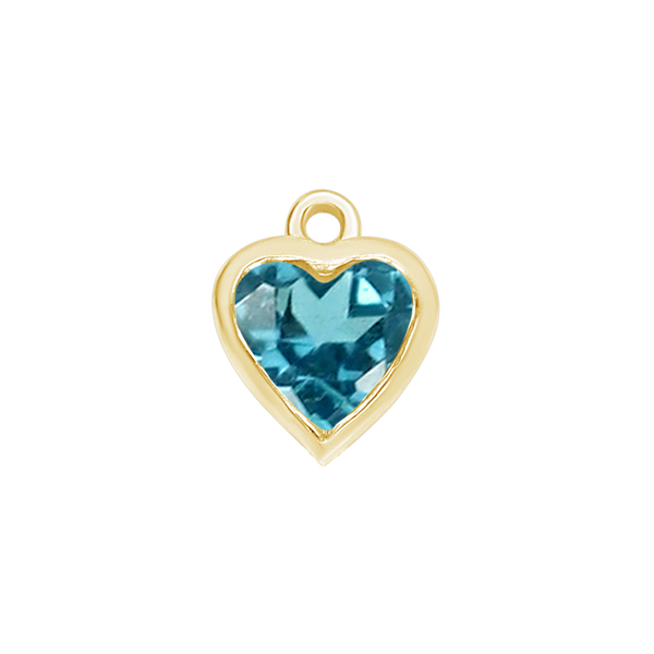 Diamond or Gemstone Heart Bezel Drop Charm in 14K Yellow Gold