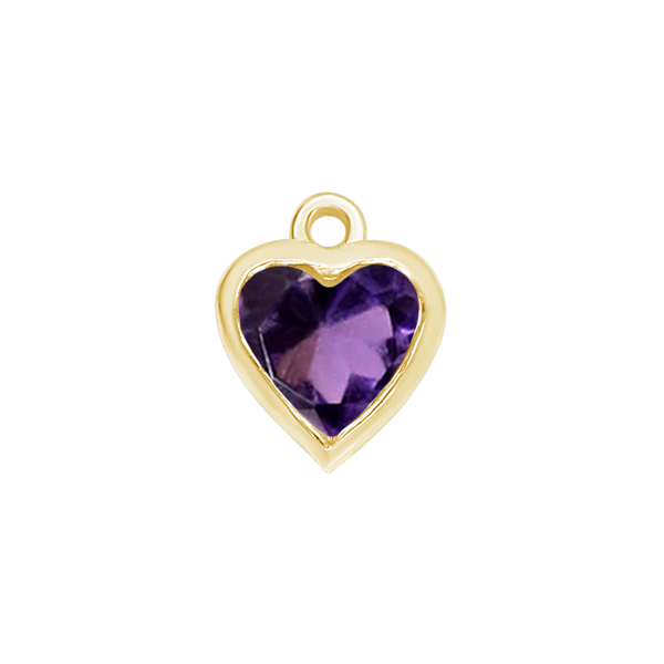 Diamond or Gemstone Heart Bezel Drop Charm in 14K Yellow Gold