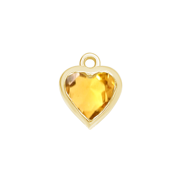 Diamond or Gemstone Heart Bezel Drop Charm in 14K Yellow Gold